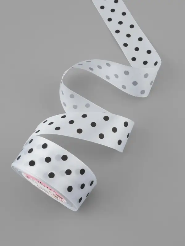 Лента атласная &laquo;Горошек&raquo;, 40 мм, 23&plusmn;1 м, белая №001