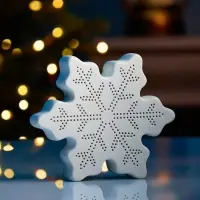 Светодиодная фигура &laquo;Снежинка&raquo; 13.2&times;11.6&times;4 см, 1 LED, керамика, от батареек LR44&times;2, свечение тёплое белое