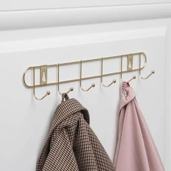 Вешалка настенная Доляна &laquo;Лайт&raquo;, 6 крючков, 33&times;5&times;3.5 см, золотая