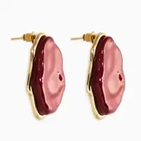 Серьги большие &laquo;Мятый овал&raquo;, акрил, бордовые в золоте
