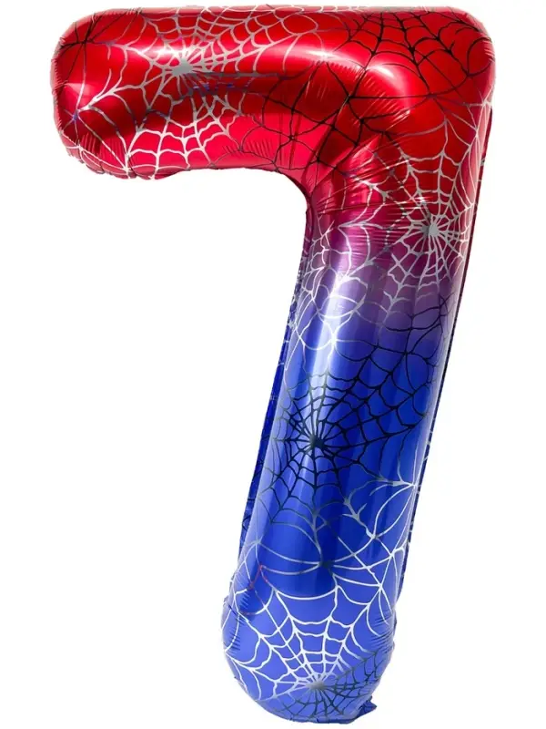 Воздушный шар фольгированный 40" цифра "7" героическая тема, цвет красный и синий, в ин.уп.