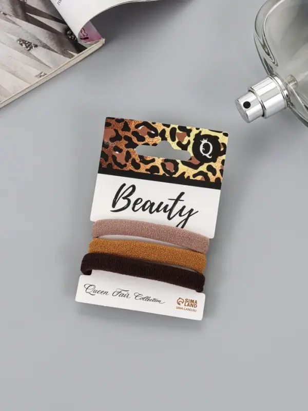 Резинки для волос QF &laquo;Трио&raquo;, набор 3 шт., 5.5 см, коричневые оттенки