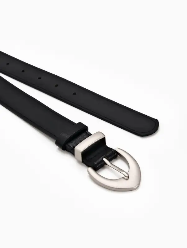 Ремень женский, 110&times;3 см, пряжка металл матовая, серебристая, чёрный