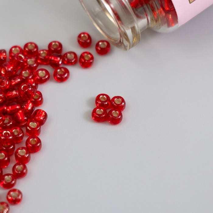 Бисер круглый 6/0 в бутылочке  Бисер круглый 6/0 в бутылочке "Красный" прозрачно-цветной 2х20 гр набор 2 шт