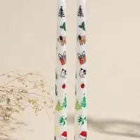 Набор свечей античных, 2,2х25 см, 2 шт "Новогодние пёсики" белые 8х28х2,3 см