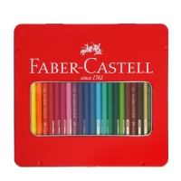 Карандаши 24 цвета Faber-Castell "Замок", шестигранный корпус, заточенные, в металлической коробке