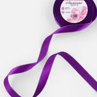 Лента атласная, с серебряным люрексом, 15 мм, 23&plusmn;1 м, фиолетовая №35
