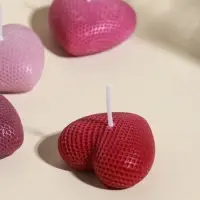 Набор свечей декоративных "Вафельные сердца" 5 шт 4,5х4,5 розово-фиолетовые 6,5х22,5х3,5 см   109135