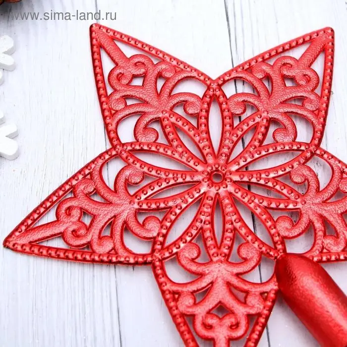 Звезда на ёлку (верхушка), ажурная, 15×15 см, красный Звезда на ёлку (верхушка), ажурная, 15×15 см, красный