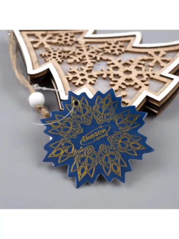 Ёлочная игрушка &laquo;Ёлочка в снежинках&raquo;, 13&times;13&times;1 см, 3 LED, от батареек, свечение тёплое белое