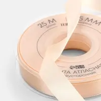 Лента атласная TEIRA, двухсторонняя, 15 мм, 25&plusmn;1 м, светло-бежевая №112