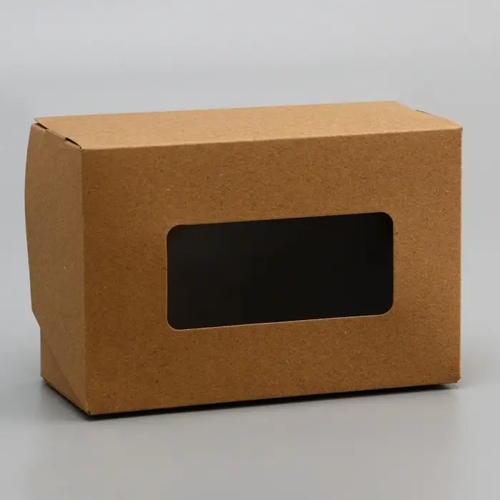Коробка складная, с окном, крафт, 15&times;10&times;7 см
