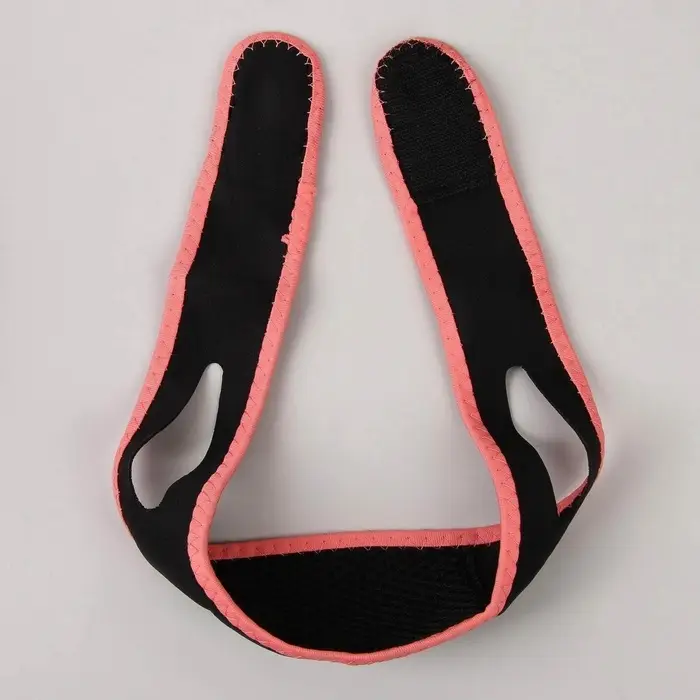 Маска текстильная для коррекции овала лица, на липучке, чёрная, розовая