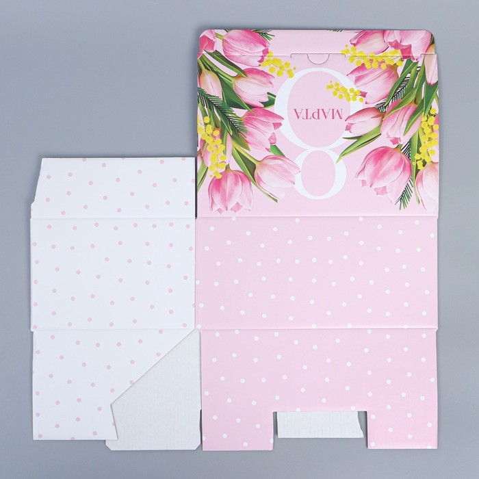 Коробка подарочная сборная, упаковка, «8 марта», 22 х 15 х 10 см Коробка подарочная сборная, упаковка, «8 марта», 22 х 15 х 10 см