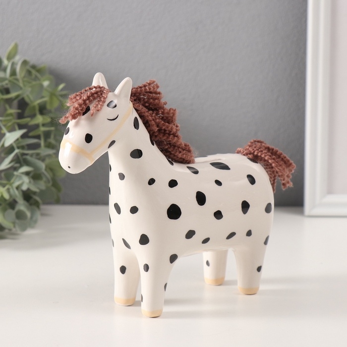 Копилка керамика Копилка керамика "Лошадка-брюнетка в горошек" 16х6,5х15,4 см