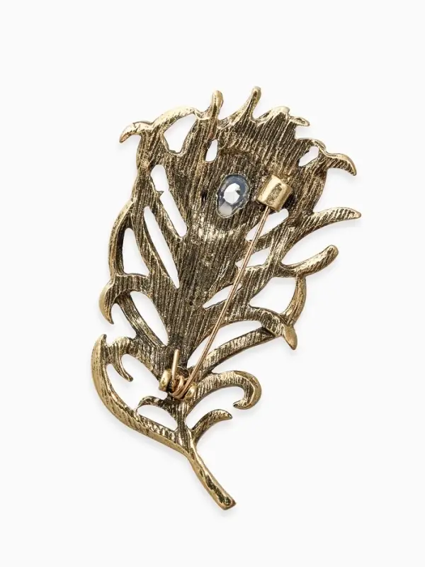 Брошь &laquo;Перо&raquo;, волшебной птицы, разноцветная в чернёном золоте