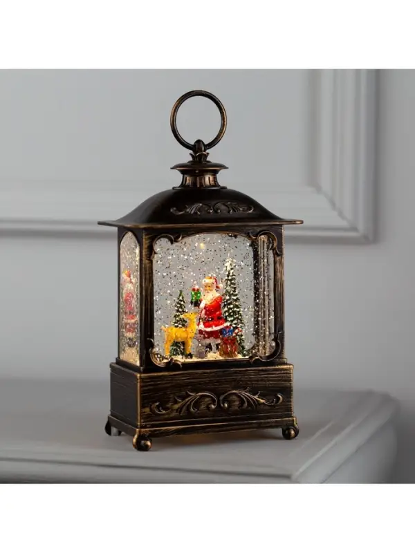 Светодиодная фигура &laquo;Дед Мороз и оленёнок&raquo; 14.5&times;22&times;8 см, металл, от батареек ААх3, USB, свечение тёплое белое