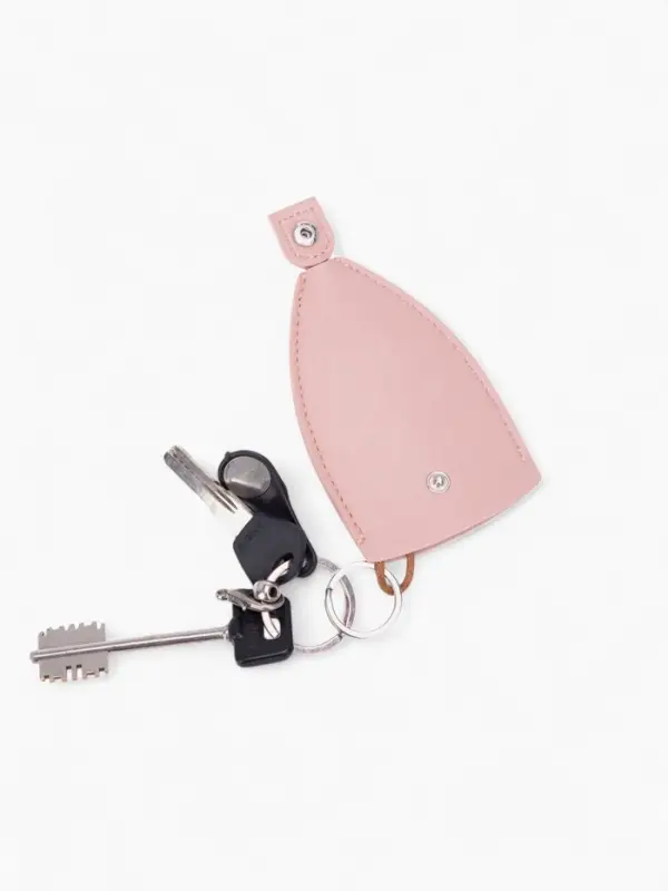 Ключница карманная с кольцом, размер 11.5&times;7.5&times;0.3 см, розовая
