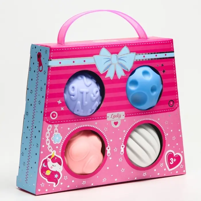 Развивающие тактильные мячики Крошка Я &laquo;Сумочка&raquo;, с пищалкой, в наборе 4 шт.