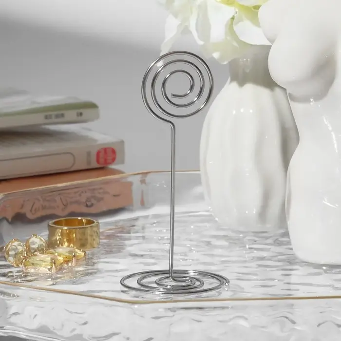 Подставка под ценник, фото &laquo;Круг&raquo;, с зажимом, 3.3&times;3.3&times;8.3 см, цвет серебро