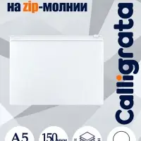 Папка-конверт на ZIP-молнии A5 Calligrata, 150 мкм, прозрачная с белой молнией