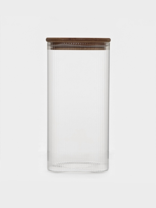 Банка для сыпучих продуктов с бамбуковой крышкой "Эко. Квадрат" 1,6 л, 10х20 см