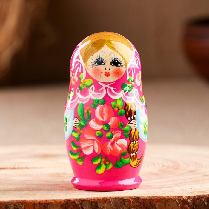Матрёшка «Розочки»,  розовое платье, 5 кукольная, 10 см Матрёшка «Розочки»,  розовое платье, 5 кукольная, 10 см