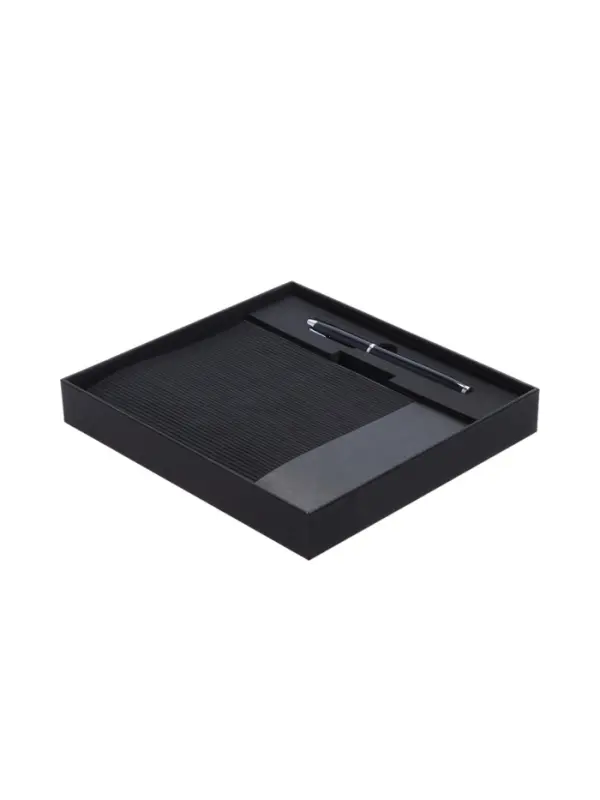 Ежедневник недатированный формат А5, 80л, линия, с ручкой, подар коробка, Черный