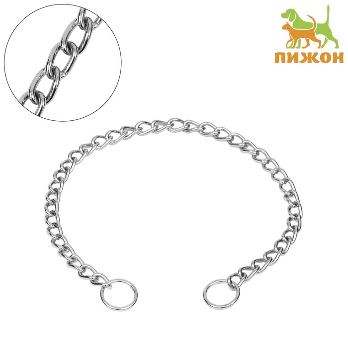 Ошейник - удавка металлический однорядный, 65 см, толщина проволоки 3,5 мм Ошейник - удавка металлический однорядный, 65 см, толщина проволоки 3,5 мм