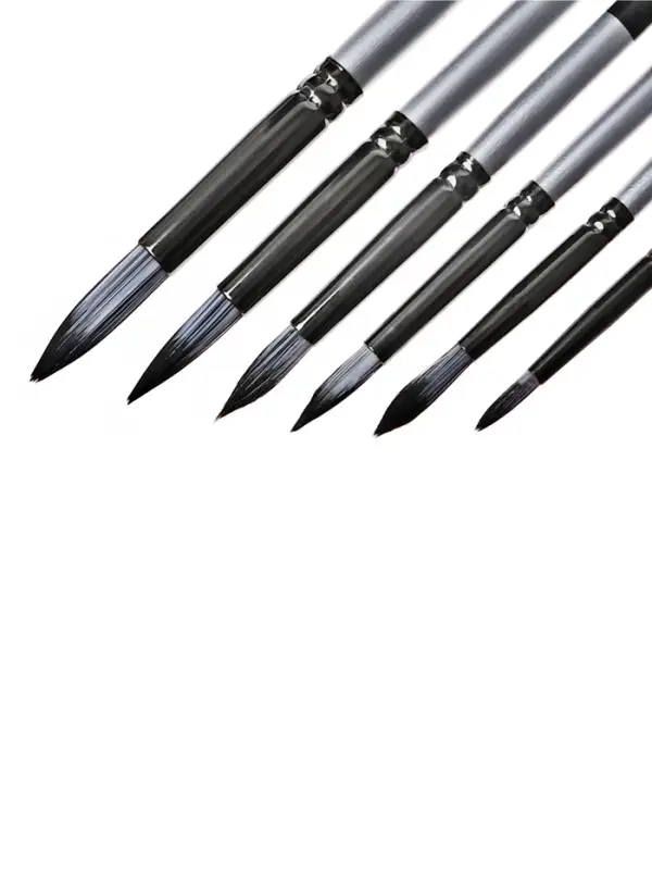 Набор кистей для рисования, синтетика, 6 штук: № 2, 4, 6, 8, 10, 12, круглые, международный размер