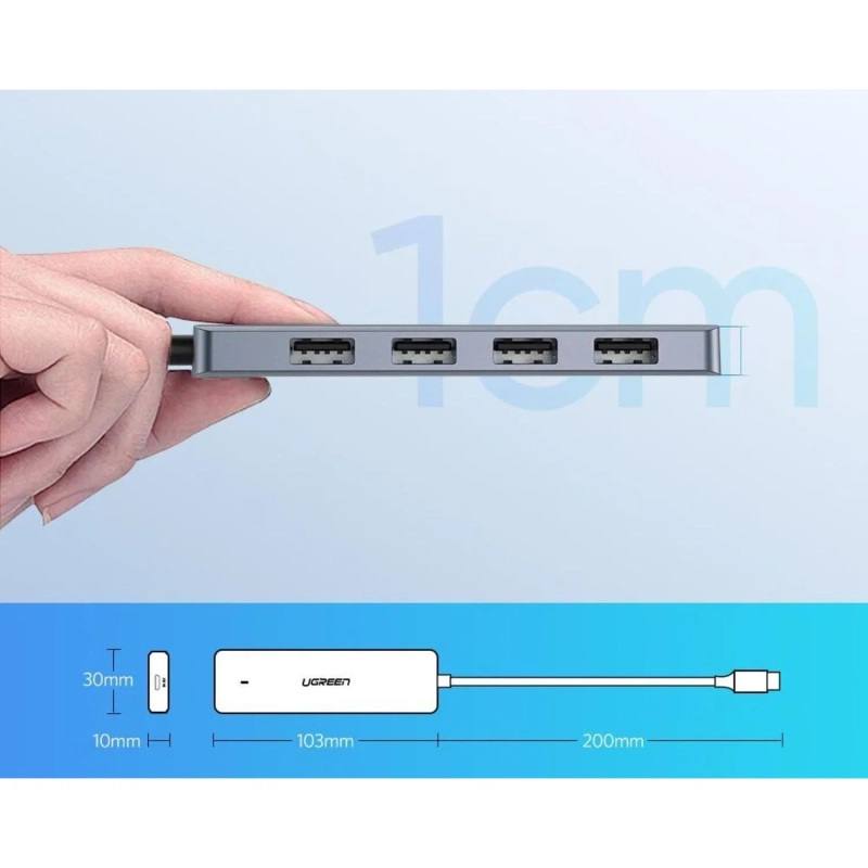 Разветвитель USB UGREEN 4 в 1 Type C, 4 x USB 3.0 (70336)