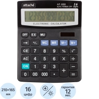 Калькулятор настольный Attache AF-888 16 разрядный черный 210x165x48 мм