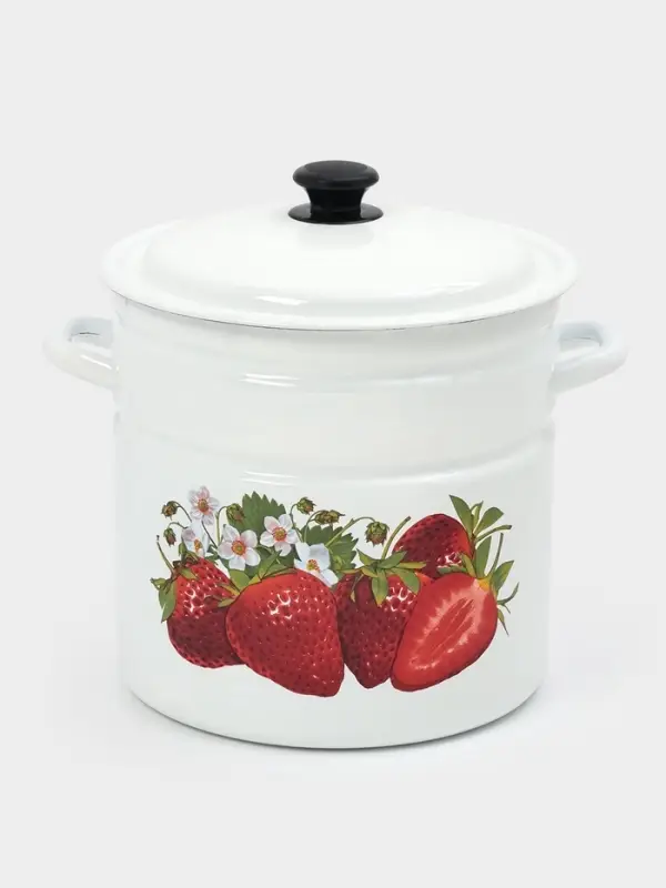 Кастрюля эмалированная, 12 л, с крышкой, цилиндрическая, белая