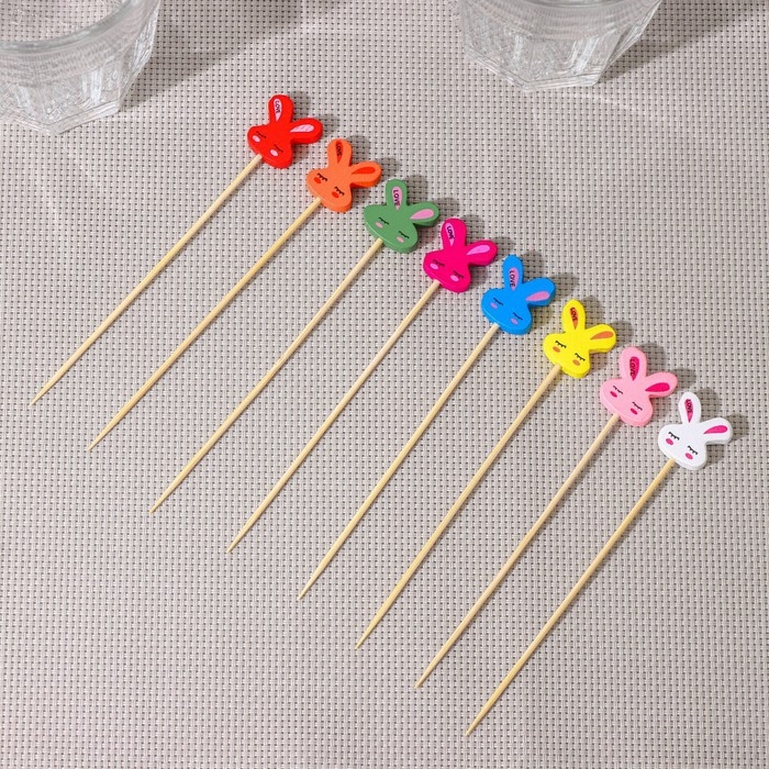 Шпажки Доляна «Крольчата», 12 см, набор 25 шт Шпажки Доляна «Крольчата», 12 см, набор 25 шт