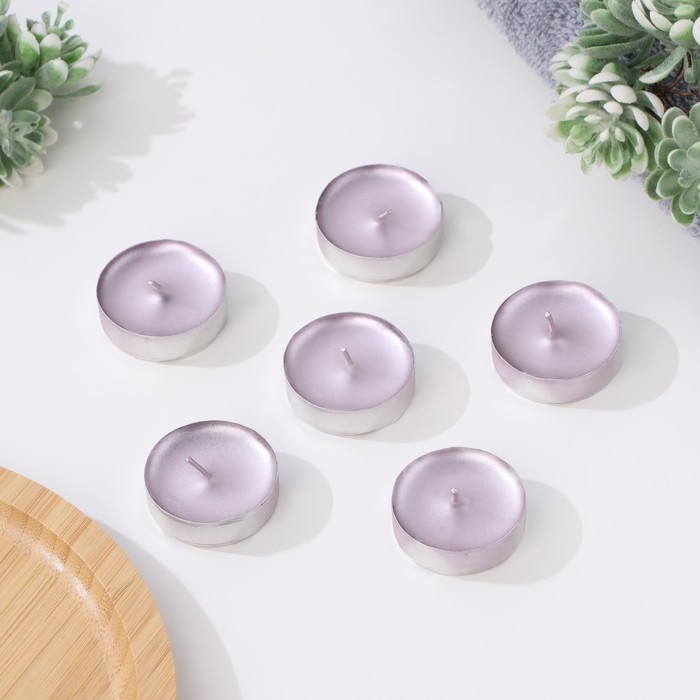 Свеча в гильзе Свеча в гильзе "Шайба", Розовая , 6 шт