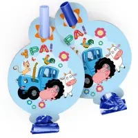 Карнавальные язычки гудки "Синий трактор". Веселое путешествие" 11 см, 6 шт.