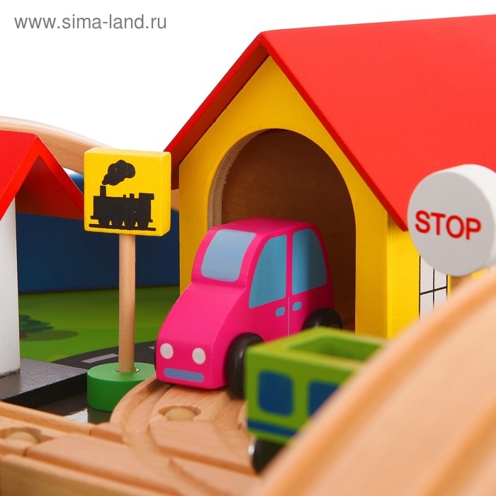 Железная дорога, 88 элементов, стол в комплекте Железная дорога, 88 элементов, стол в комплекте