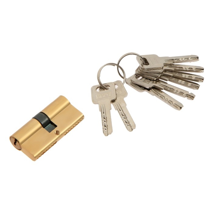 Цилиндровый механизм для китайской двери, 65 мм, латунь, 7 перф. ключей Цилиндровый механизм для китайской двери, 65 мм, латунь, 7 перф. ключей