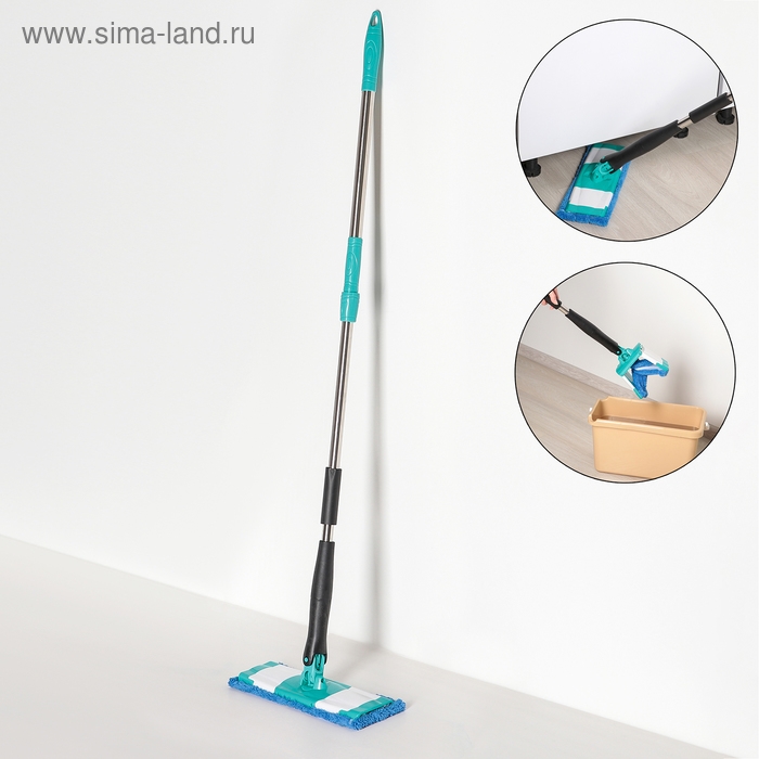 Швабра с отжимом Twist Доляна, насадка из микрофибры 32×9 см, телескопическая ручка 95-120, цвет синий Швабра с отжимом Twist Доляна, насадка из микрофибры 32×9 см, телескопическая ручка 95-120, цвет синий