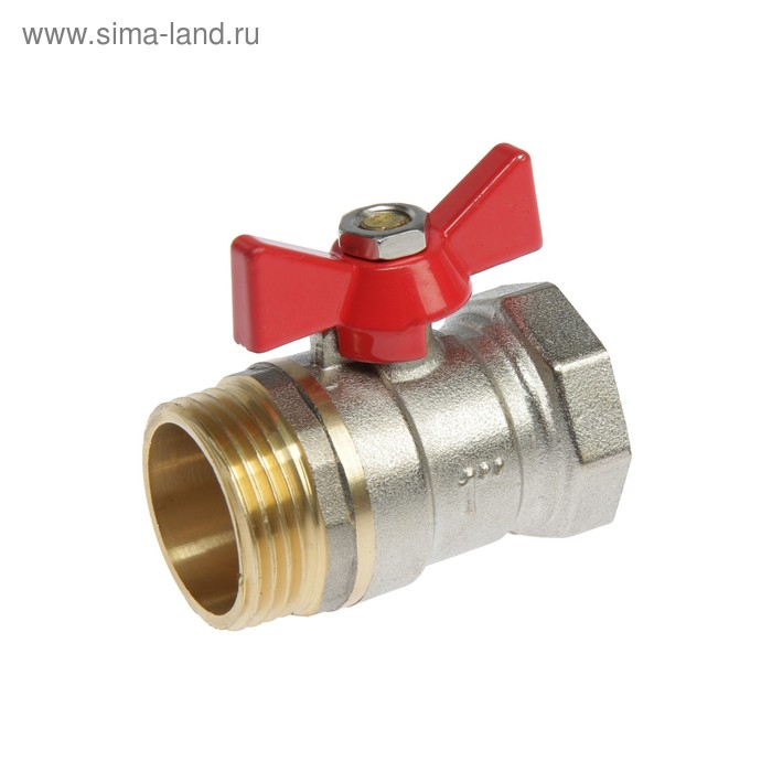 Кран шаровой ZEIN, внутренняя/наружная резьба 1 Кран шаровой ZEIN, внутренняя/наружная резьба 1", бабочка, никелированная латунь