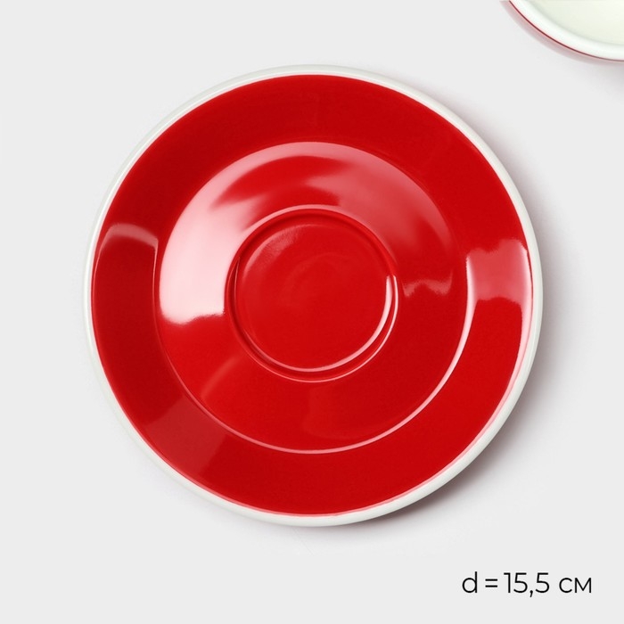 Кофейная пара фарфоровая Magistro Coffee time, 2 предмета: чашка 280 мл, блюдце d=15,5 см, цвет красный Кофейная пара фарфоровая Magistro Coffee time, 2 предмета: чашка 280 мл, блюдце d=15,5 см, цвет красный
