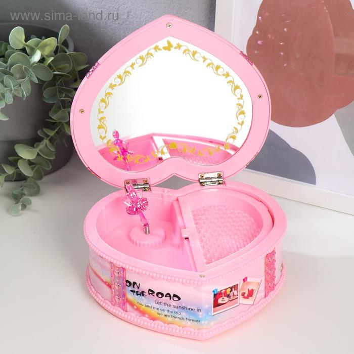 Шкатулка музыкальная механическая Шкатулка музыкальная механическая "Сердце в банте" 16х18х7,5 см МИКС