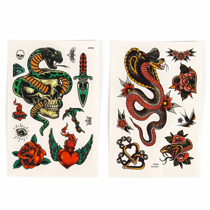 Новый год! Переводные тату «Змея», с черепом Новый год! Переводные тату «Змея», с черепом