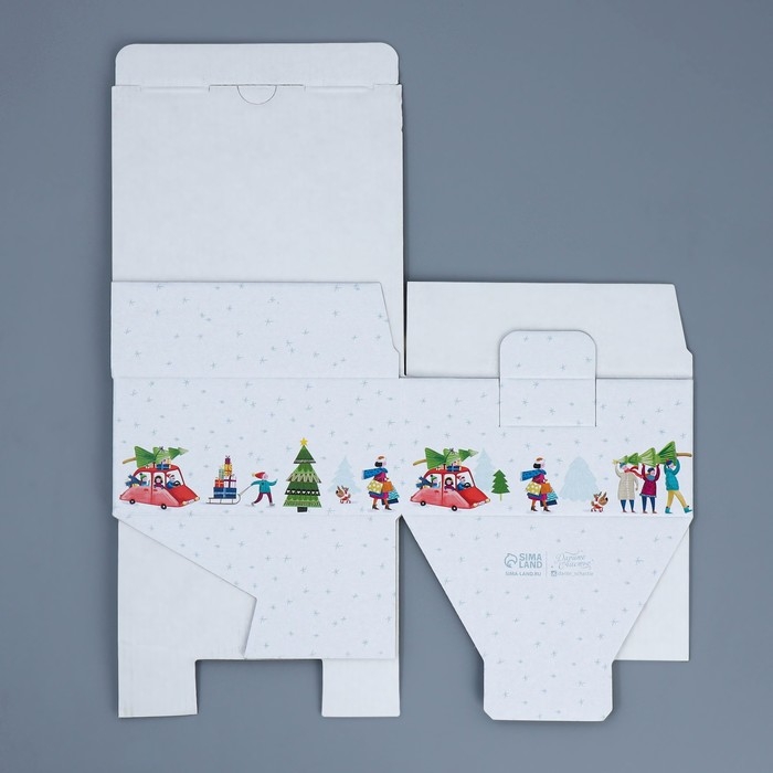 Коробка подарочная новогодняя складная «Город», 15 х 15 х 7 см, Новый год Коробка подарочная новогодняя складная «Город», 15 х 15 х 7 см, Новый год