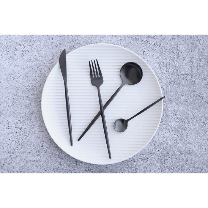 Ложка столовая из нержавеющей стали Magistro &laquo;Фолк&raquo;, длина 21 см, цвет чёрный