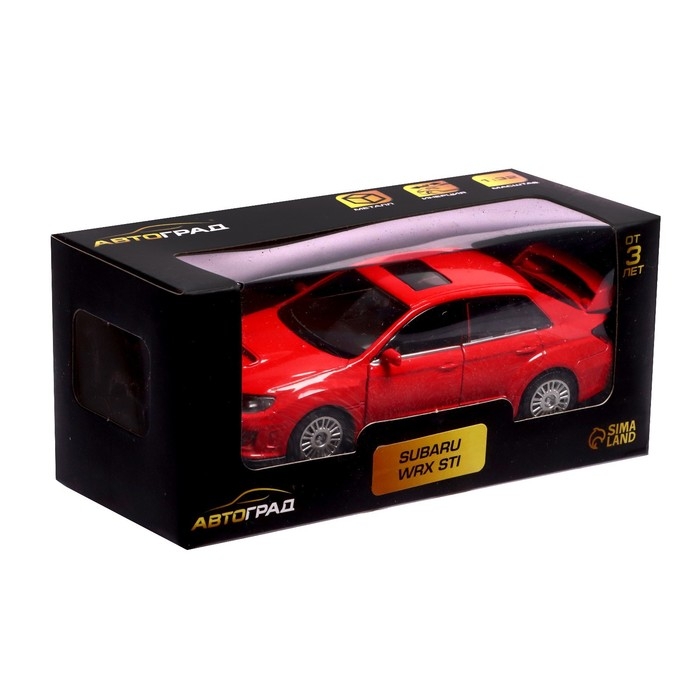 Машина металлическая SUBARU WRX STI, 1:32, инерция, открываются двери, цвет красный Машина металлическая SUBARU WRX STI, 1:32, инерция, открываются двери, цвет красный