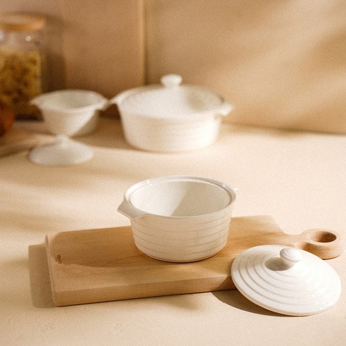 Кастрюля из жаропрочной керамики SL Home «Санторини», 750 мл, 19×16×7,5 см, цвет белый Кастрюля из жаропрочной керамики SL Home «Санторини», 750 мл, 19×16×7,5 см, цвет белый