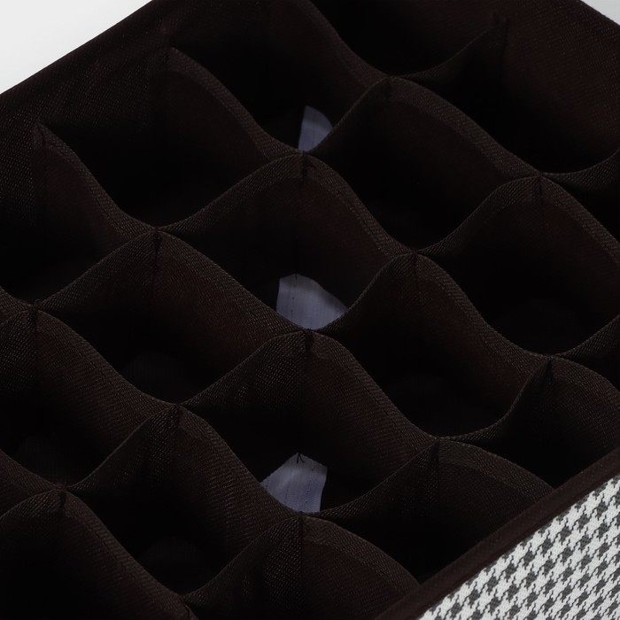 Органайзер для хранения белья Доляна «Вилли», 24 ячейки, 35×30×10 см, цвет бело-коричневый Органайзер для хранения белья Доляна «Вилли», 24 ячейки, 35×30×10 см, цвет бело-коричневый