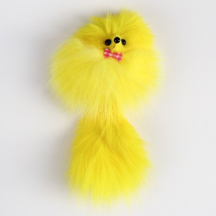 Мышь из натурального меха, до 11 см с хвостом, жёлтая Мышь из натурального меха, до 11 см с хвостом, жёлтая