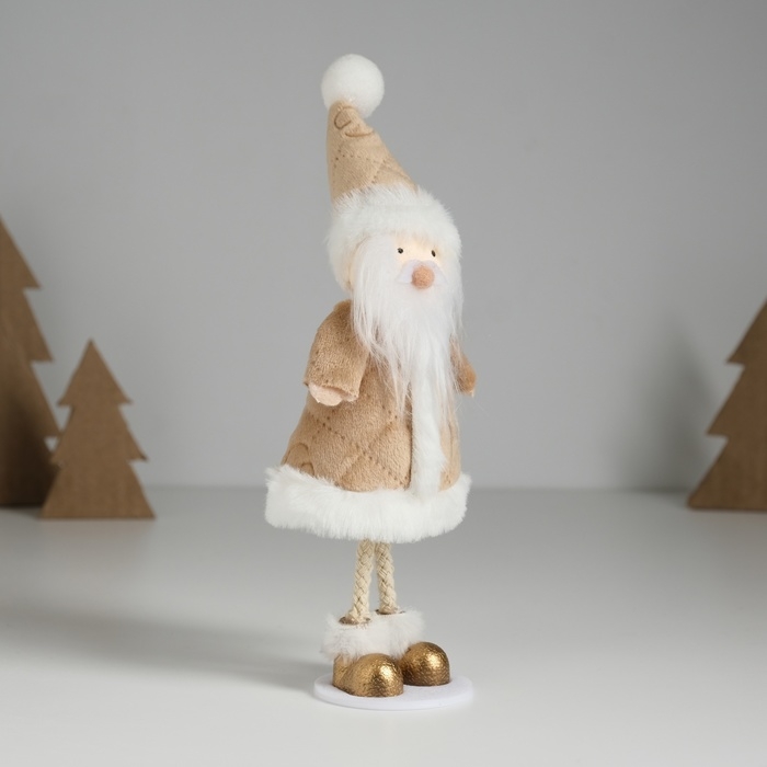 Сувенир текстиль  Сувенир текстиль "Дед Мороз в бежевой шубке" 6,8х7х18,5 см